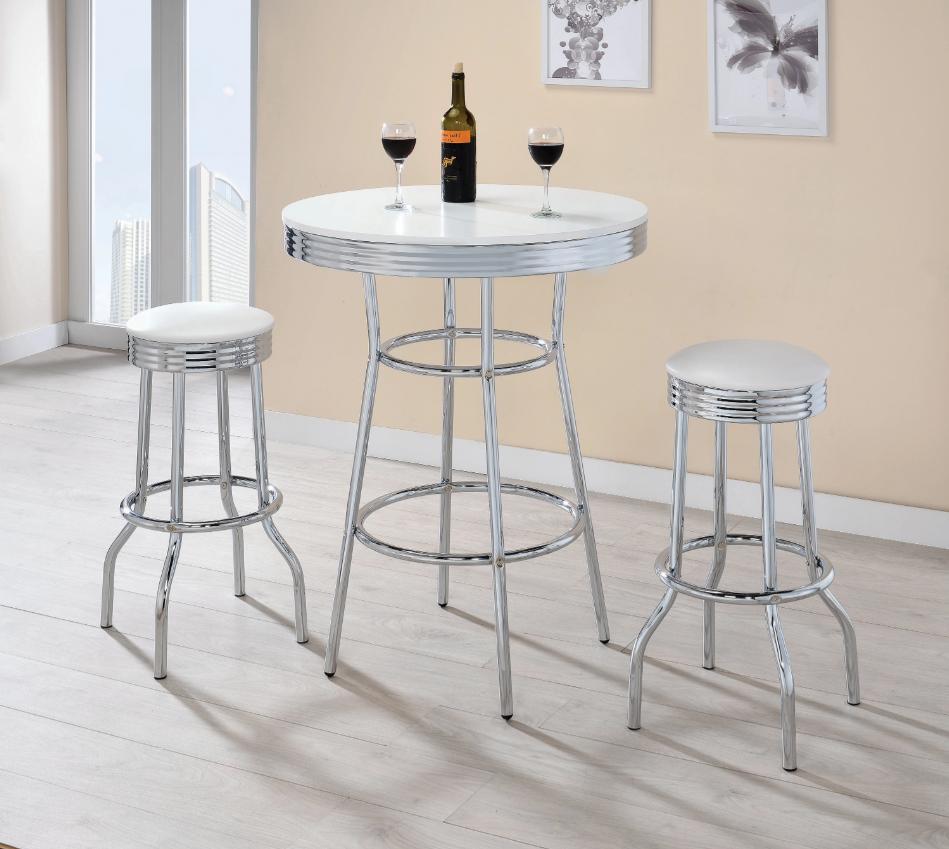 Theodore Round Bar Table with Two (2) Stools